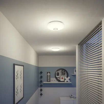 Plafonnier LED Philips Mauve PIR 6W 640lm 4000K Ø250mm blanc 