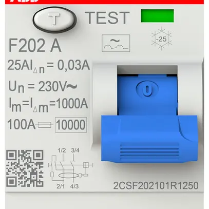 Interrupteur différentiel ABB 30mA 25A 1P+N F202A-25/0.03 