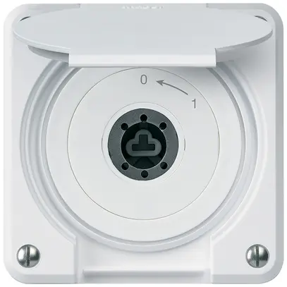 Contact pivotant à clé ENC robusto IP55 blanc avec clapet sans cylindre 1P combi 