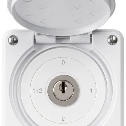 UP-Schlüsselschalter robusto IP55 mit Klappdeckel S1/1P weiss 
