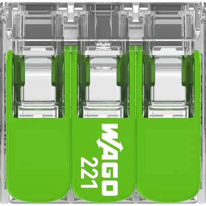 Borne de connexion WAGO Green Range 3L 0.5…6mm² avec levier vt transparent 