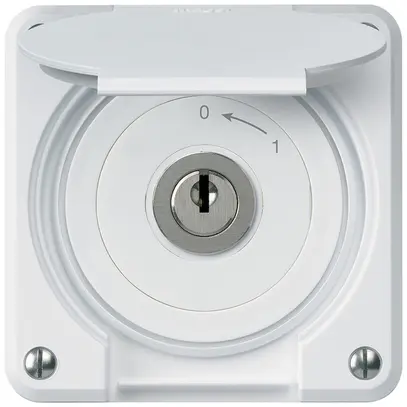 Contatto rotativo a chiave INC robusto IP55 bianco con coperchio 1P combinazione 