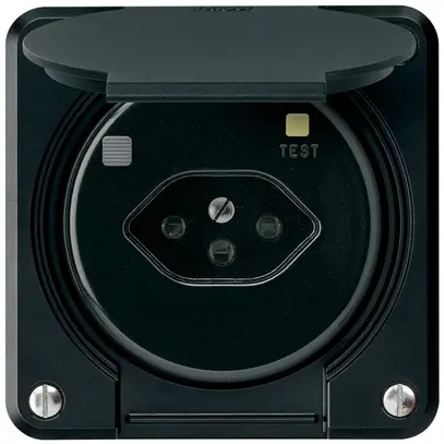 Presa FI robusto A T13 30mA nero, con shutter 