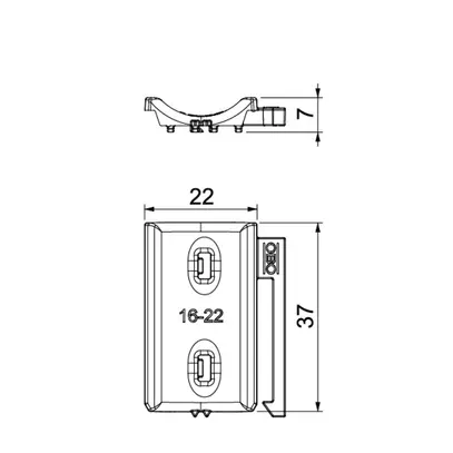 Contre-plaque Bettermann combinée avec contre-plaque double 16…22mm, PP, grc 