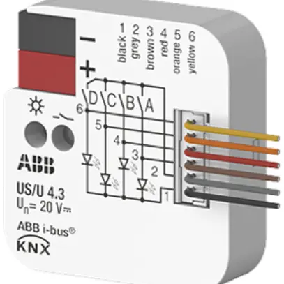 EB-Ein-/Ausgangs-Modul KNX ABB US/U4.3 4-Kanal 20VDC 40×39×12mm 