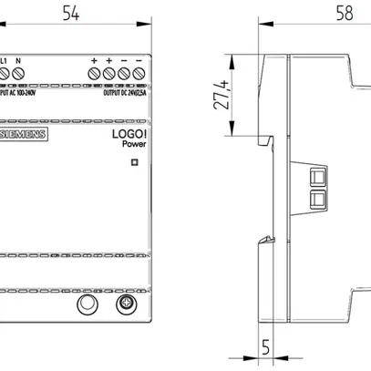 Alimentazione Siemens LOGO!POWER, IN:100…240VAC, OUT:24VDC/2.5A, 3UM 
