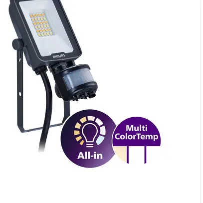 Projecteur LED Philips Ledinaire PIR SEN 10W 1200lm 830/840/865 IP65 110° 162×85 
