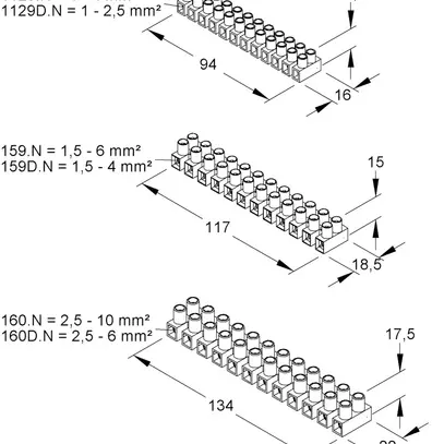 Morsettiera Kleinhuis 12P 1…2.5mm² 450V bianco 