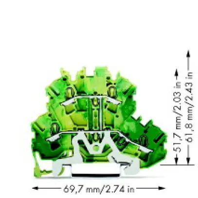Borne 2 étages WAGO TOPJOB S PE 2.5mm² vert/jaune 