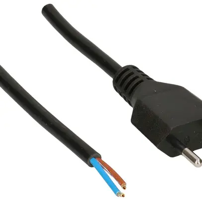 Câble de raccordement MAX HAURI PVC 10A 230V 2×1mm² T11 embout de câble 5m noir 