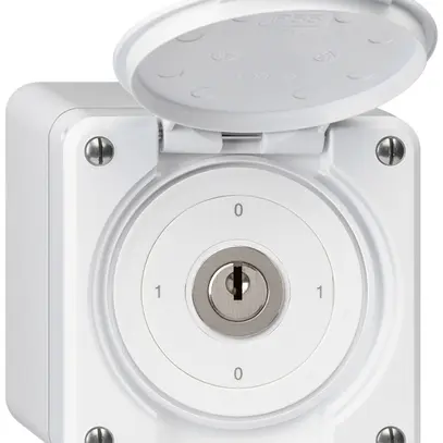 AP-Schlüsselschalter robusto IP55 mit Klappdeckel S0/1P weiss 