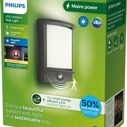 Applique LED Philips Samondra IR SEN 3.8W 800lm 827 IP44 antracite 