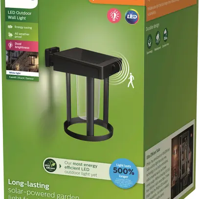 Applique LED Philips Camill Solar RD CL IR SEN 1.4W 250lm 830 IP44 noir 
