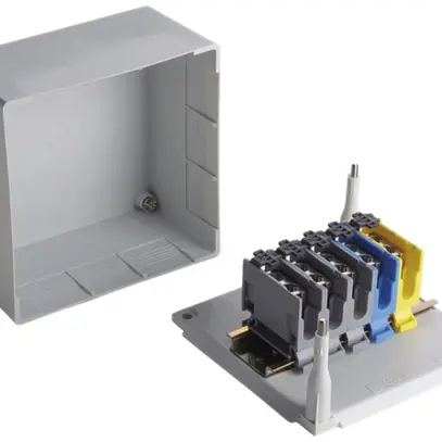 Scatola di derivazione AP Woertz vuota 95×95×51mm grigio chiaro 