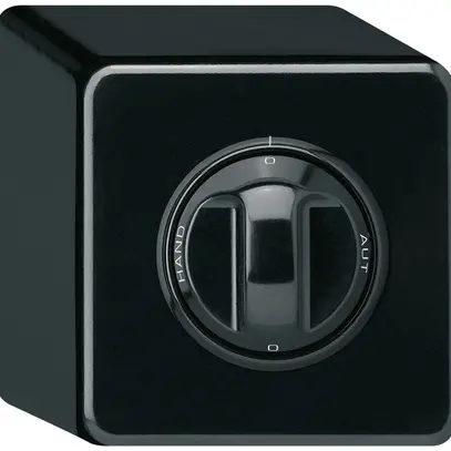 Interruttore rotativo AP basico 2/1L 0-A-0-H nero con manopola 