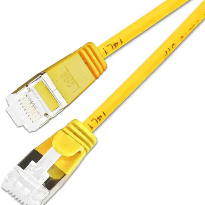 Cavo patch SLIM: 25cm, giallo, 50 pezzi Cat.6A, U/FTP, jack non infrangibile 