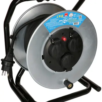 Kabelrolle MAX HAURI Stahl 230V 10A 3×T13 25m 3×1.5mm² IP55 silber 