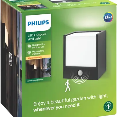 Applique LED MACAW PIR 3.5W, 2700K, 320lm, IP44, nero 