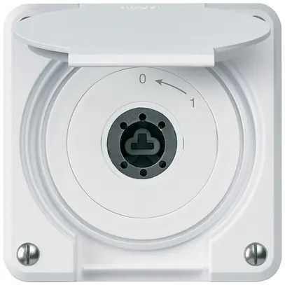 Contact pivotant à clé ENC robusto IP55 blanc avec clapet sans cylindre 2P combi 
