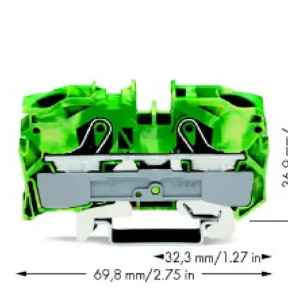 Morsetto di passaggio WAGO TOPJOB S 16mm² 2L verde/giallo ser.2016 