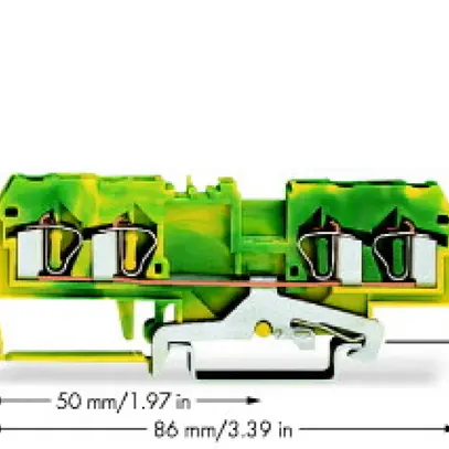 Borne WAGO 4L 4mm² vert/jaune 