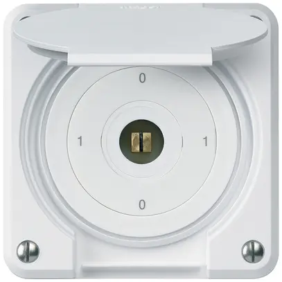 UP-Steckschlüsselschalter robusto IP55 mit Klappdeckel S0/1P weiss Kombi 4-kant 
