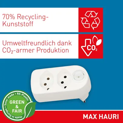 Fiche multiple MAX HAURI ADAPT SPLIT 10A avec interrupteur EN/HORS 2×T13 blanc 