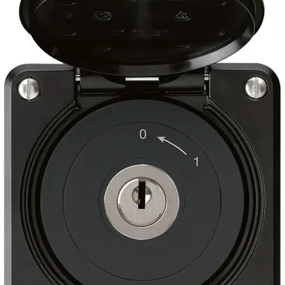 Contact pivotant à clé ENC robusto IP55 noir avec clapet sans cylindre 1P 