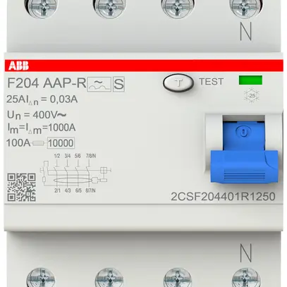 Interrupteur différentiel ABB 30mA 25A 3P+N F204A-25/0.03 AP-R 