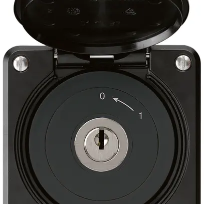 Contact pivotant à clé ENC robusto IP55 noir avec clapet 1P 