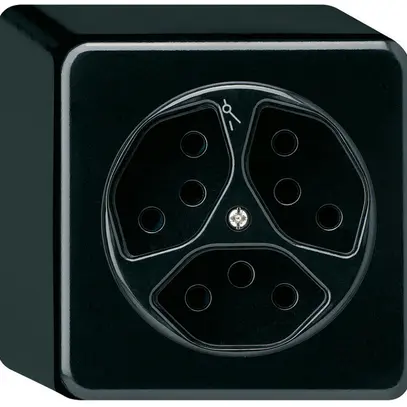 Prise AP basico 3×type 13/1 noir h=54mm 