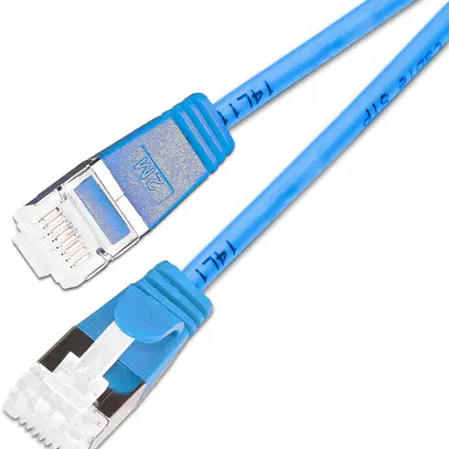 Cavo patch SLIM: 25cm, blu, 50 pezzi Cat.6A, U/FTP, jack non infrangibile 