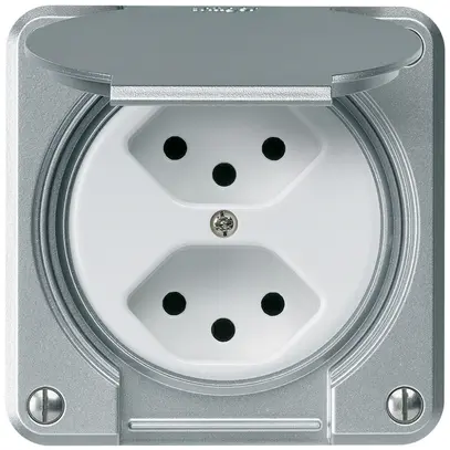 Presa INC robusto 2×tipo 13 alluminio per combinazione 