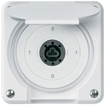 UP-Schlüsselschalter robusto IP55 Klappdeckel ohne Zylinder S0/2P weiss Kombi 