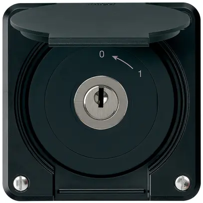 Contact pivotant à clé ENC robusto IP55 noir avec clapet 1P pour combinaison 