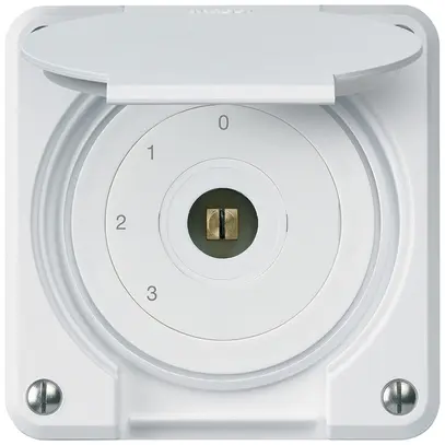 Interrupteur à clé carrée ENC robusto IP55 avec clapet S5/1P blanc combi 