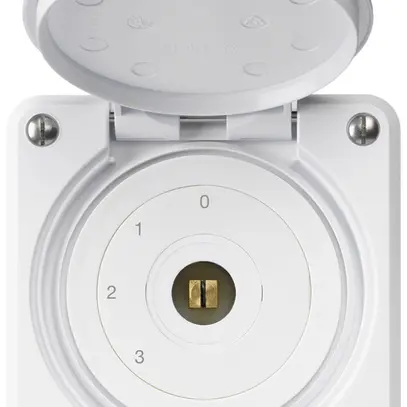 Interrupteur à clé carrée ENC robusto IP55 avec clapet S5/1P blanc 