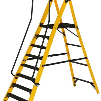Échelle à plateforme Plica MEGASTEP 6 échelons 2.8m 370×568mm PRV EN131 17kg 