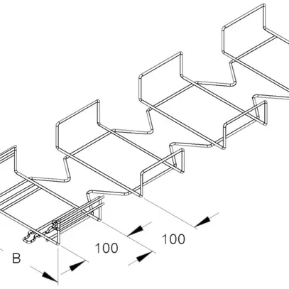 Bogen verstellbar 90° NIEDAX 54×300mm für Gitterkanal MTC 