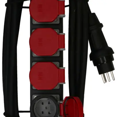 Presa multipla MAX HAURI Construct Line 5m 4×T25 IP55 90° nero 