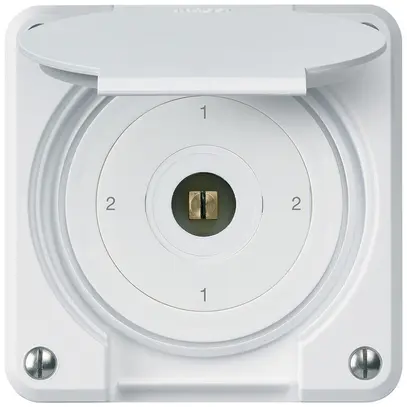 Interrupteur à clé carrée ENC robusto IP55 avec clapet S3/1P blanc combi 