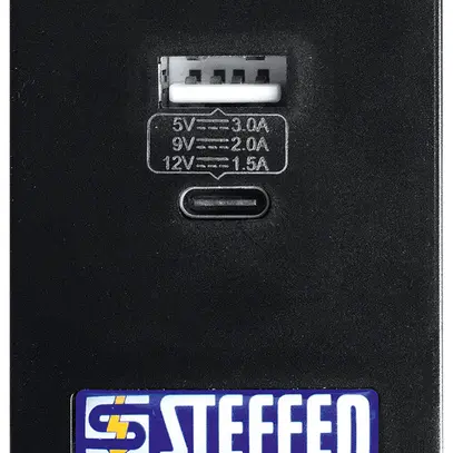 Steckdosenleiste Steffen VARIABL magnetisch 6×T13 1×USB-A 1×USB-C Schalter 3m sz 