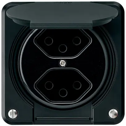 Presa INC robusto 2×tipo 13 nero per combinazione 