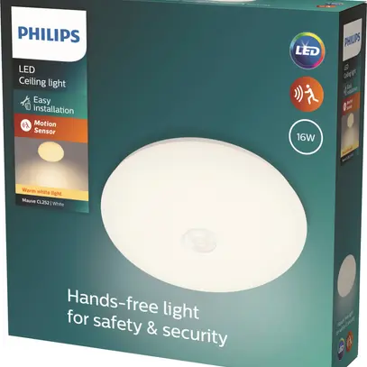 Plafonnier LED Philips Mauve PIR 16W 1700lm 2700K Ø320mm blanc 
