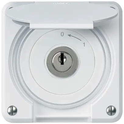 Contact pivotant à clé ENC robusto IP55 blanc avec clapet 2P 