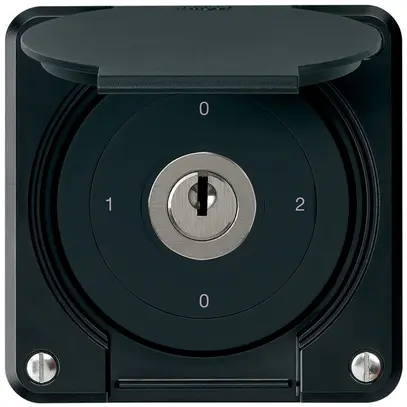Interrupteur à clé ENC robusto IP55 avec clapet S2/1P noir 