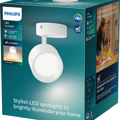 Spot LED Philips Bracia 5.5W 550lm 2700K 110° Ø86mm bianco 1×Spot 