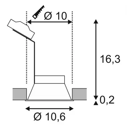 Downlight INS SLV HORN-T, GU10 50W IP20 nero opaco 