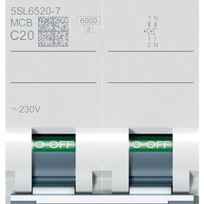 Leitungsschutzschalter Siemens SENTRON 5SL6 2P 230V C 20A 6kA 2TE 