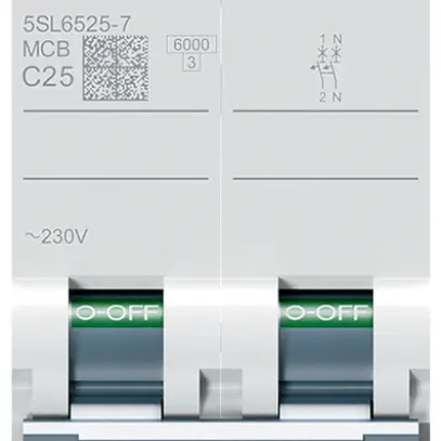 Disgiuntore Siemens SENTRON 5SL6 2P 230V C 25A 6kA 2UM 